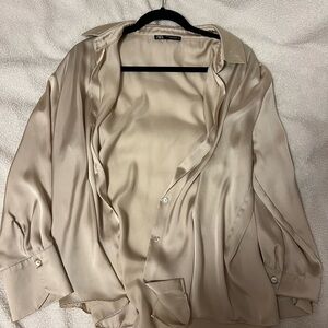 Zara silk dress button up shirt